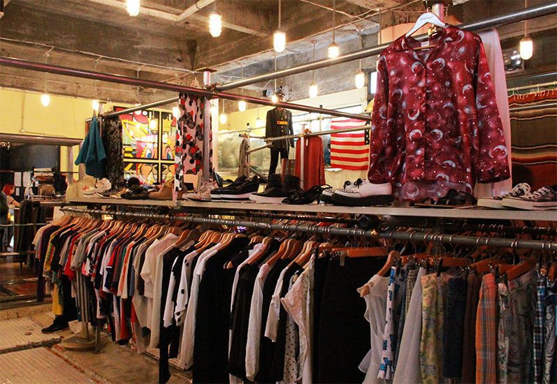 Rows of vintage clothing at Shimokitazawa thrift shops in Tokyo